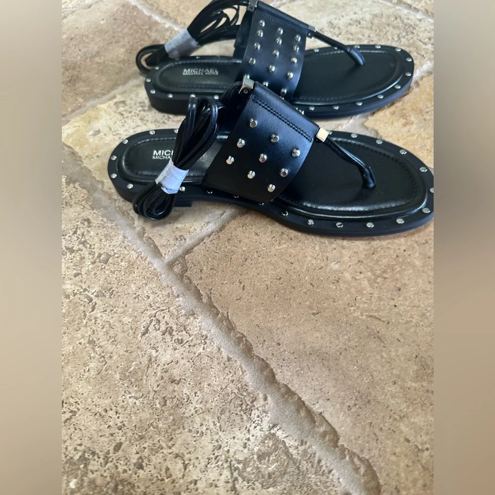 Michael Kors black jagger studded leather sandals